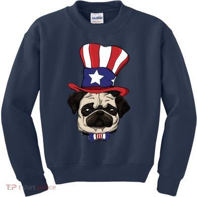 American Patriotic Pug Kids Sweatshirt
