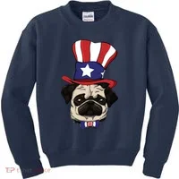 American Patriotic Pug Kids Sweatshirt thumb 0