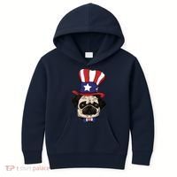 American Patriotic Pug Kids Hoodie thumb 0