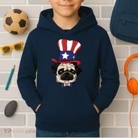 American Patriotic Pug Kids Hoodie thumb 2
