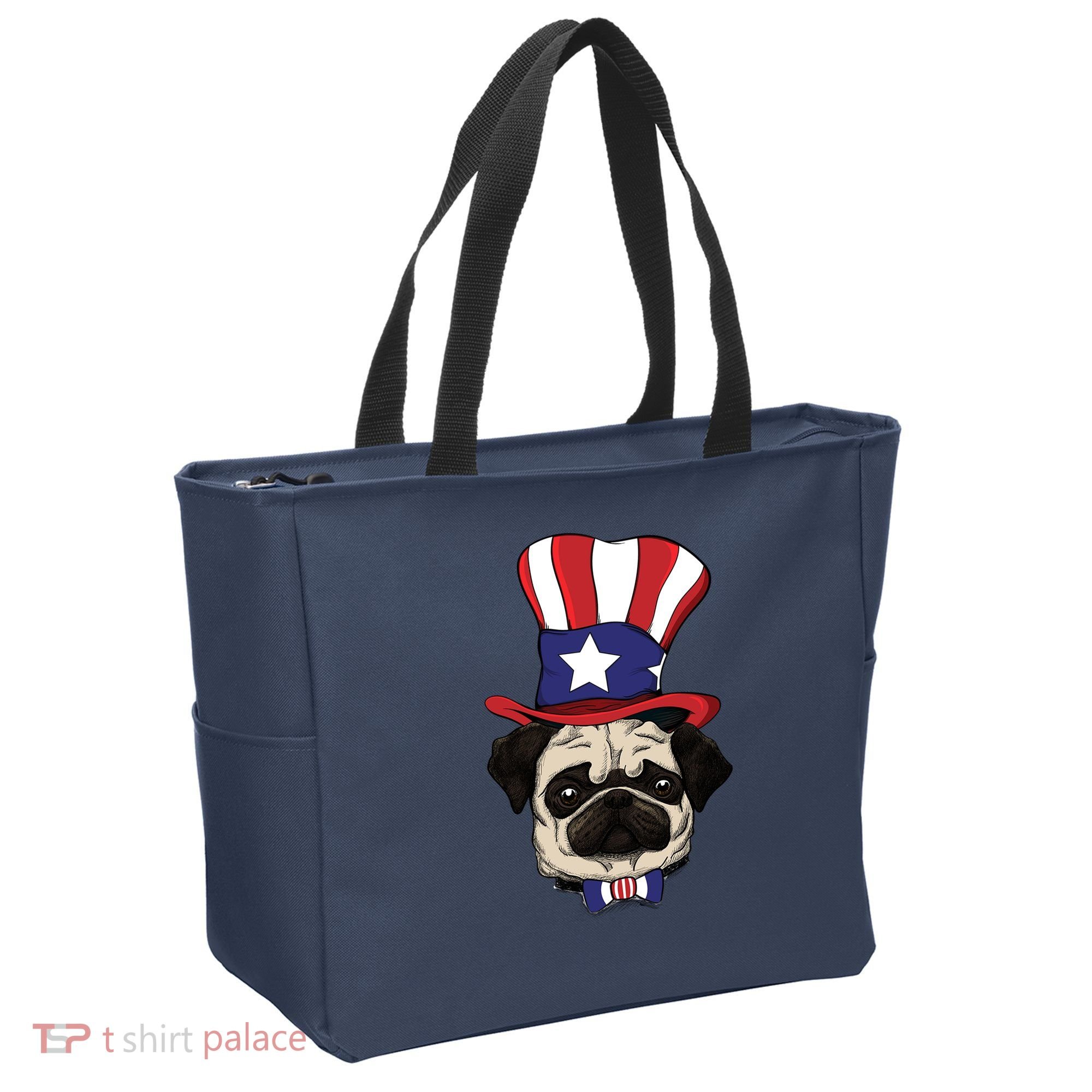 American Patriotic Pug Tote Bag
