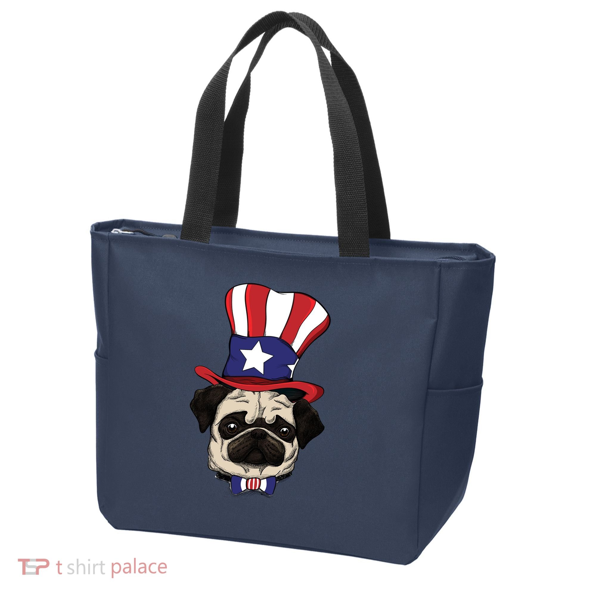 American Patriotic Pug Tote Bag