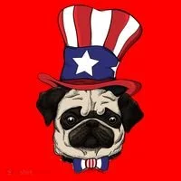 American Patriotic Pug Santa Hat thumb 1