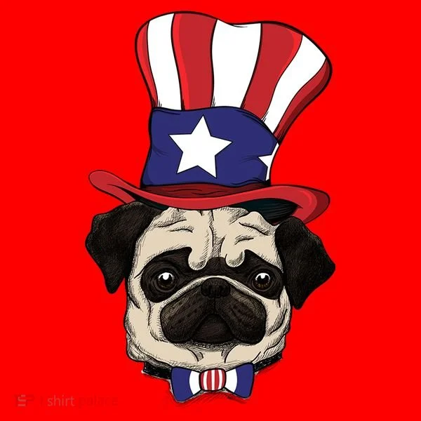 American Patriotic Pug Santa Hat