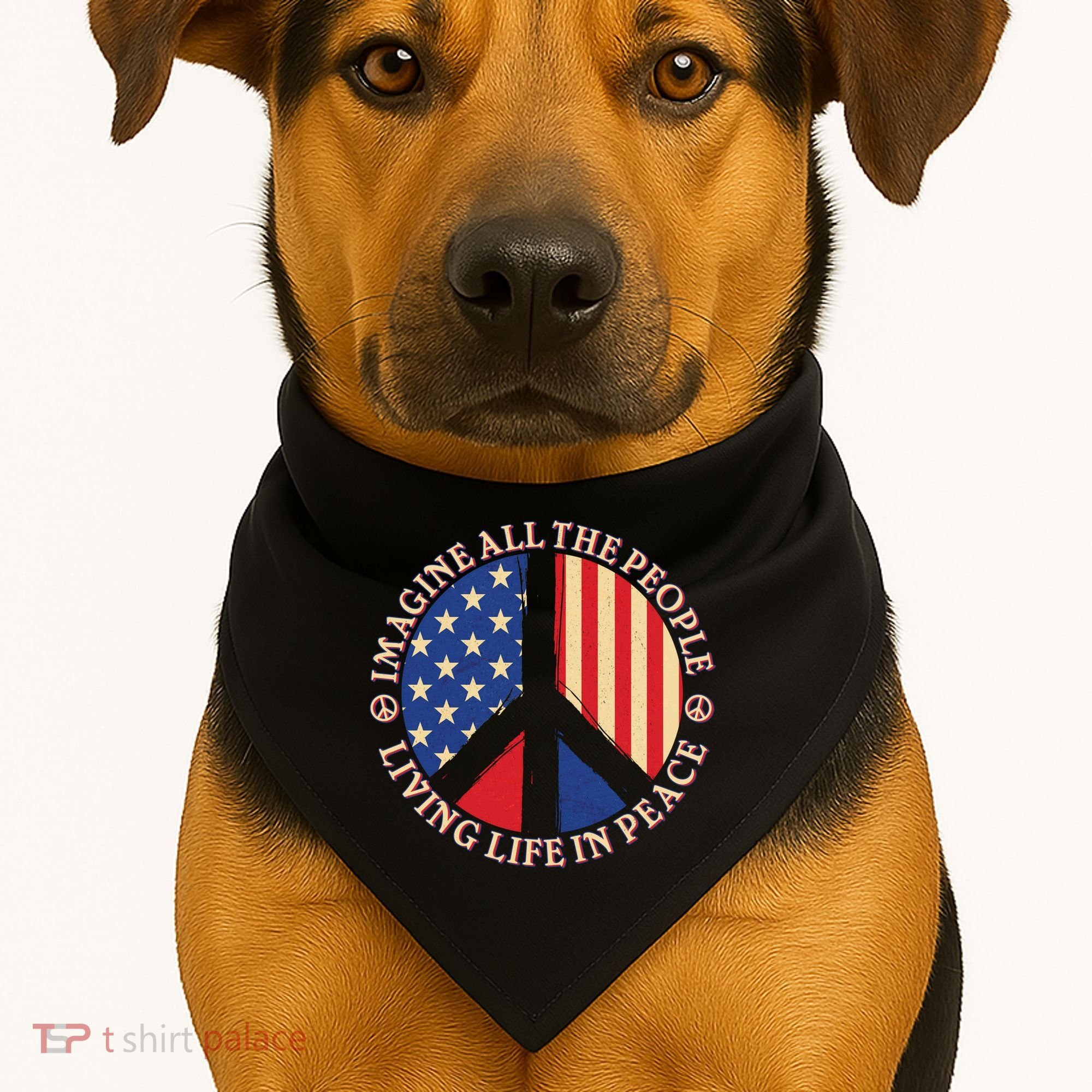 American Peace: People Living life In Peace USA-Made Doggie Bandana