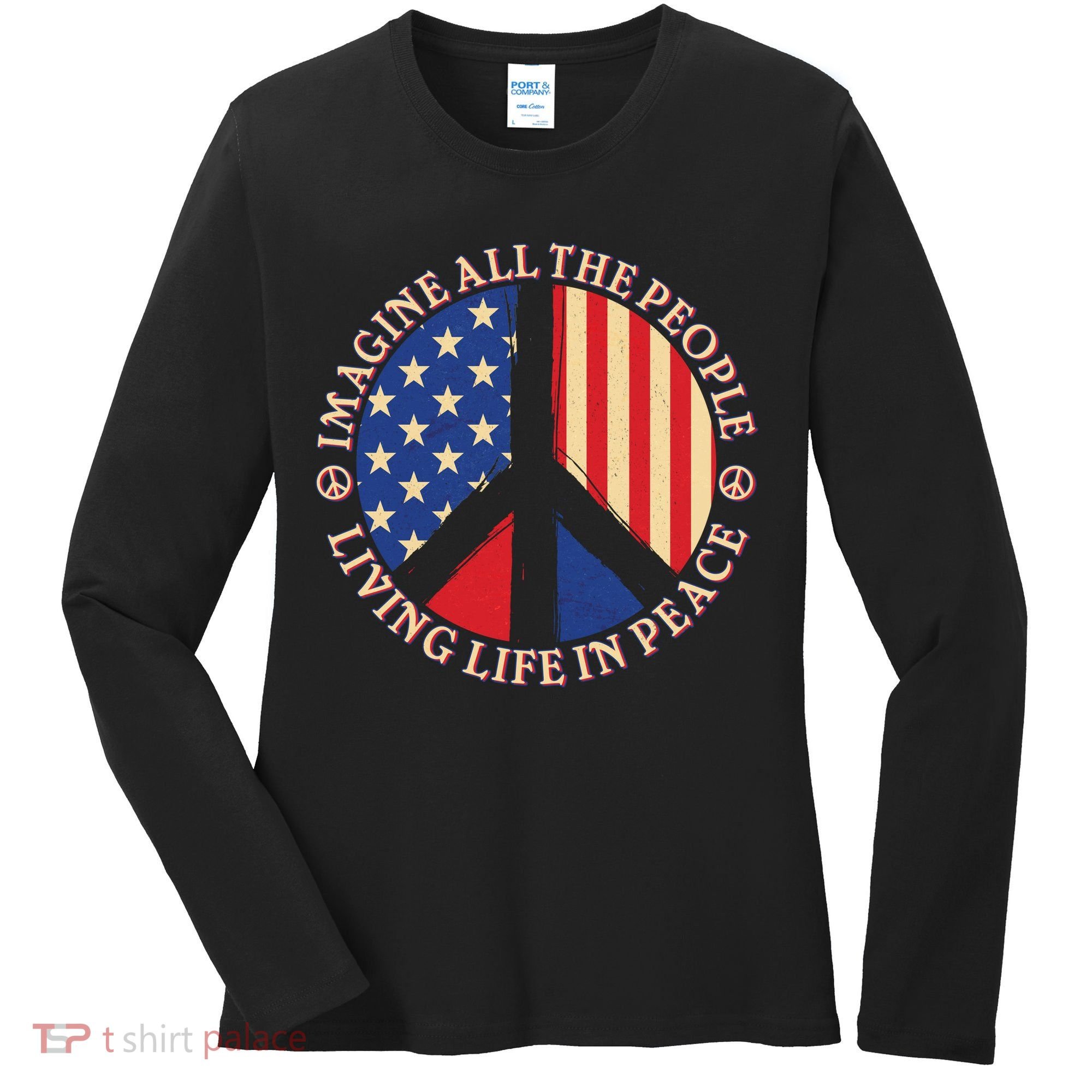American Peace: People Living life In Peace Women's Long Sleeve Shirt