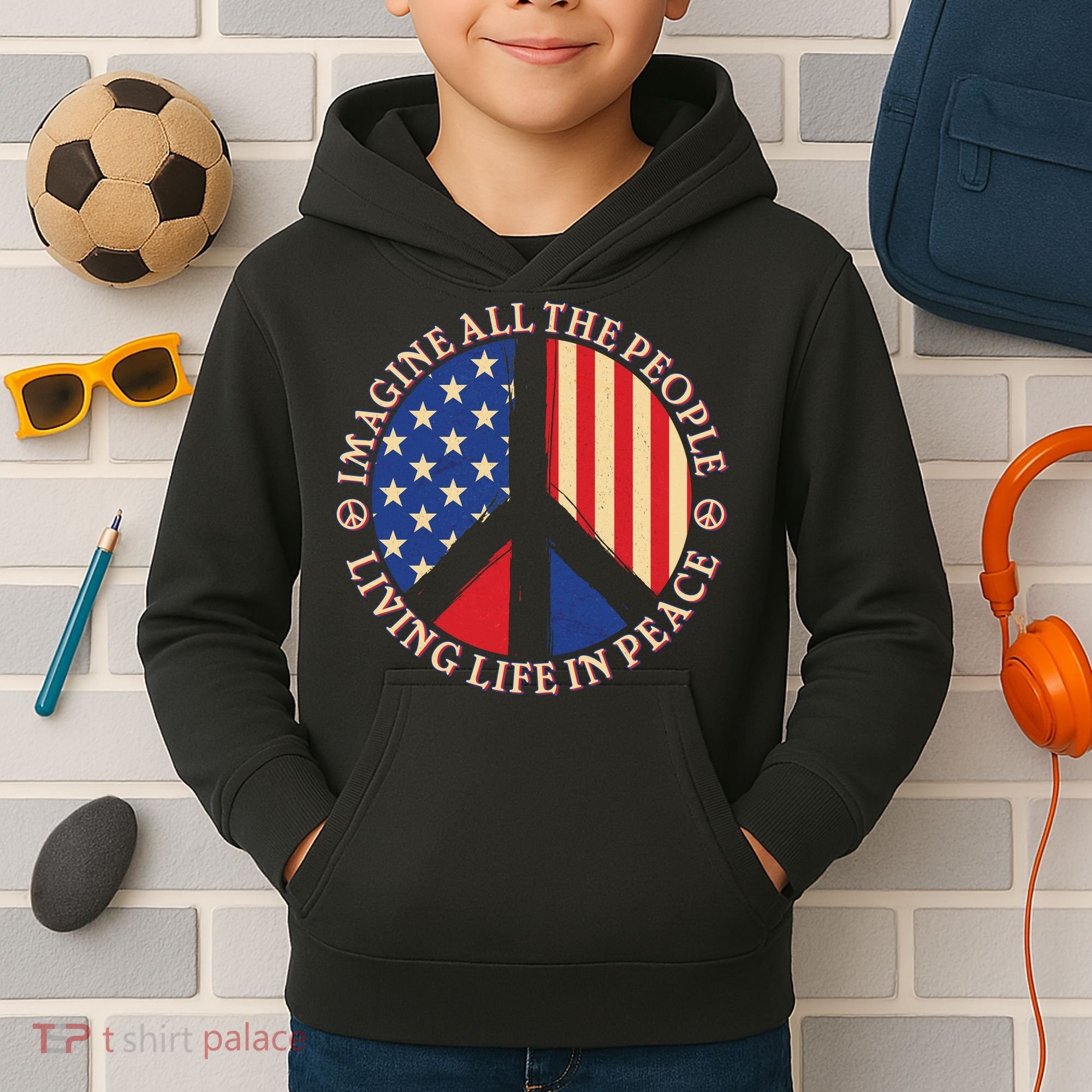 American Peace: People Living life In Peace Kids Hoodie