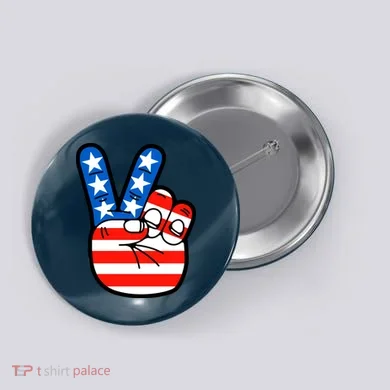 American Peace Sign Flag Button