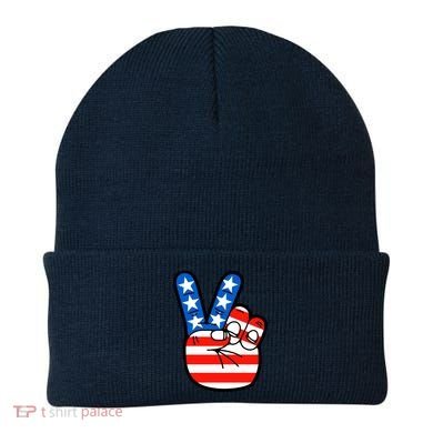 American Peace Sign Flag Beanie