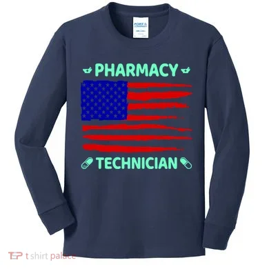 American Pharmacy Technician Kids Long Sleeve Shirt