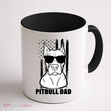 American Pitbull Dad Coffee Mug back