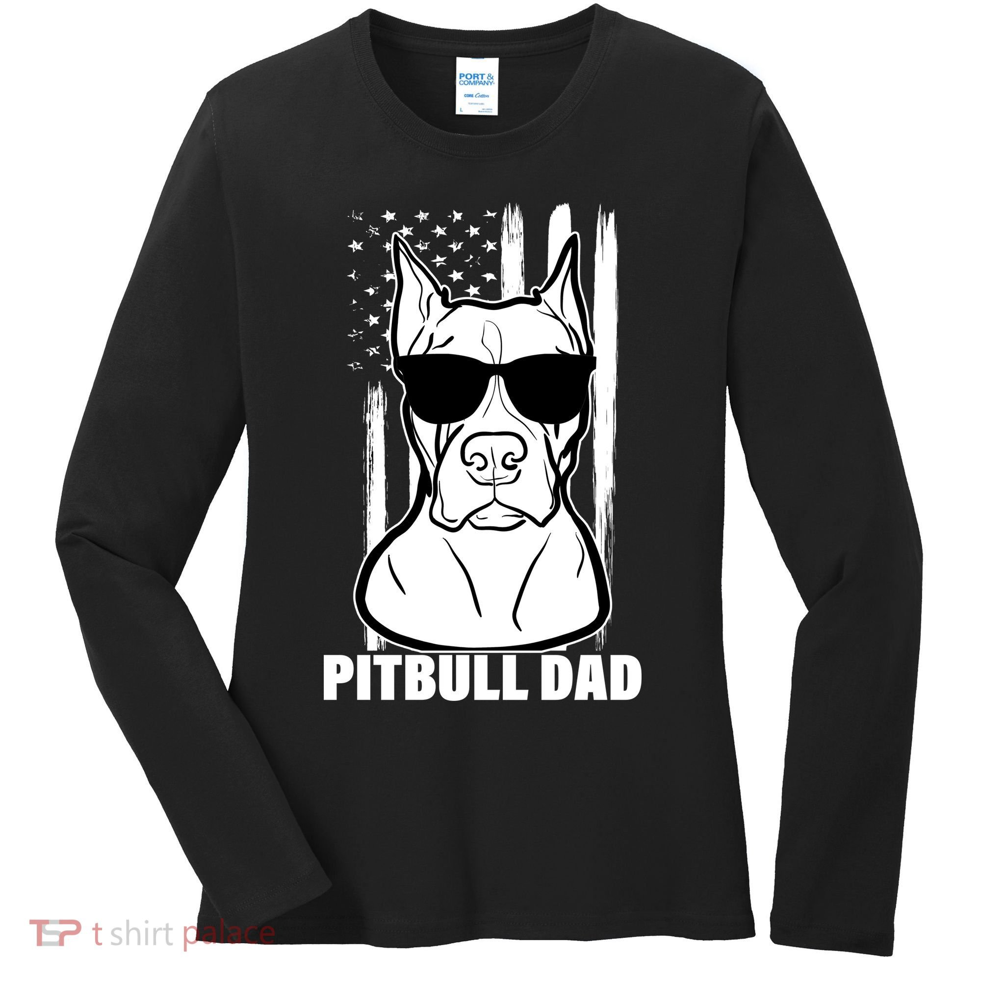 American Pitbull Dad Women's Long Sleeve Shirt