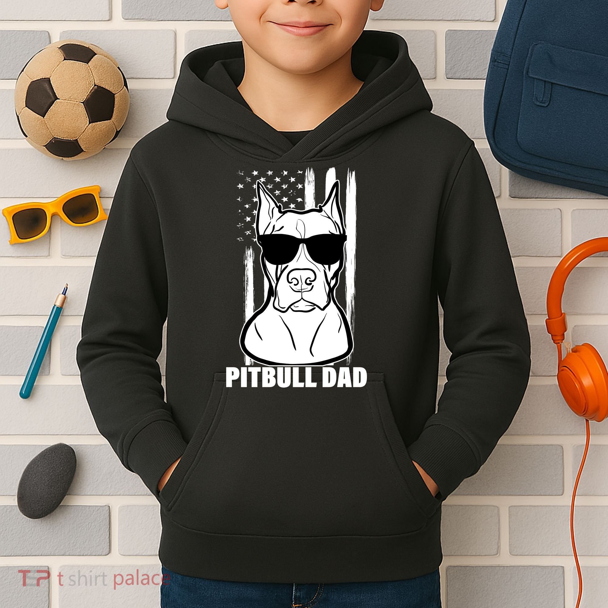 American Pitbull Dad Kids Hoodie
