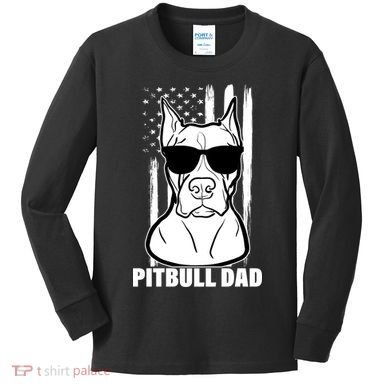 American Pitbull Dad Kids Long Sleeve Shirt