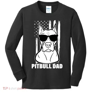 American Pitbull Dad Kids Long Sleeve Shirt