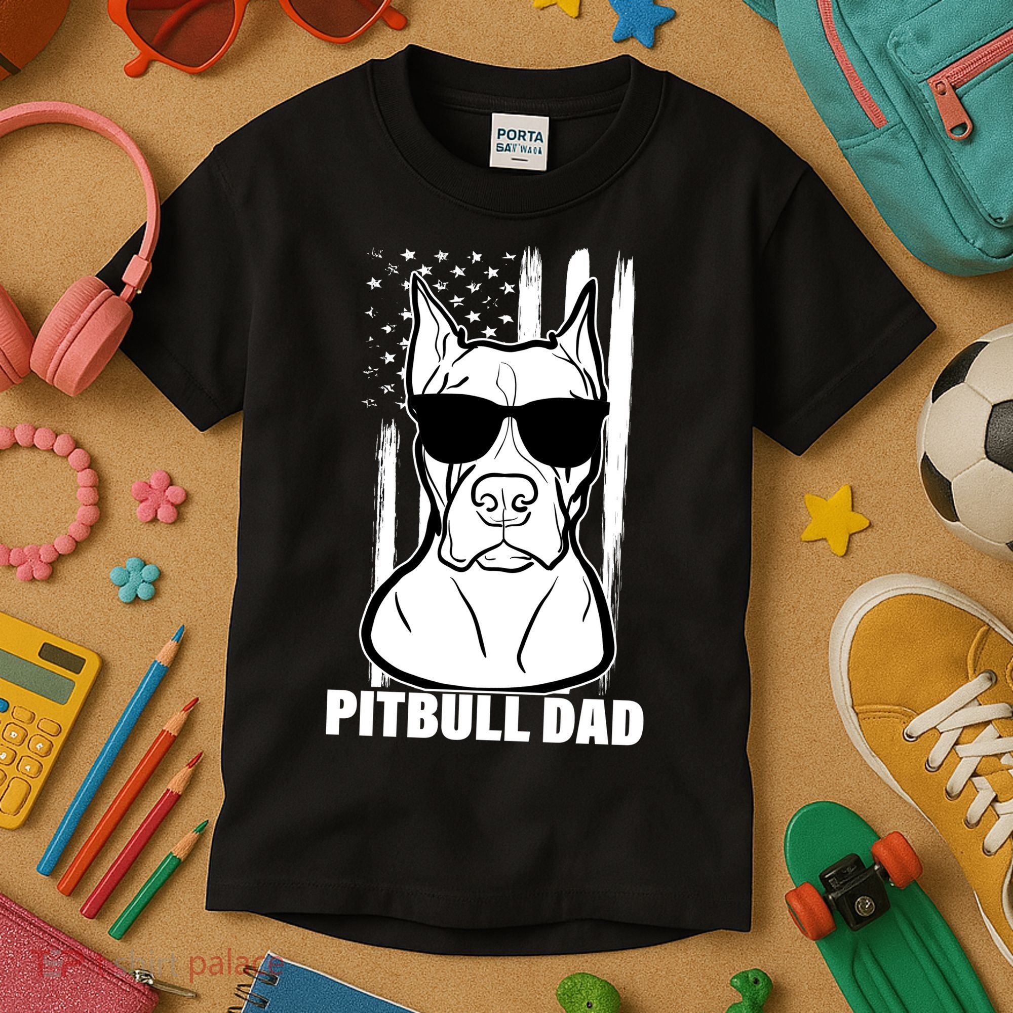 American Pitbull Dad Kids T-Shirt