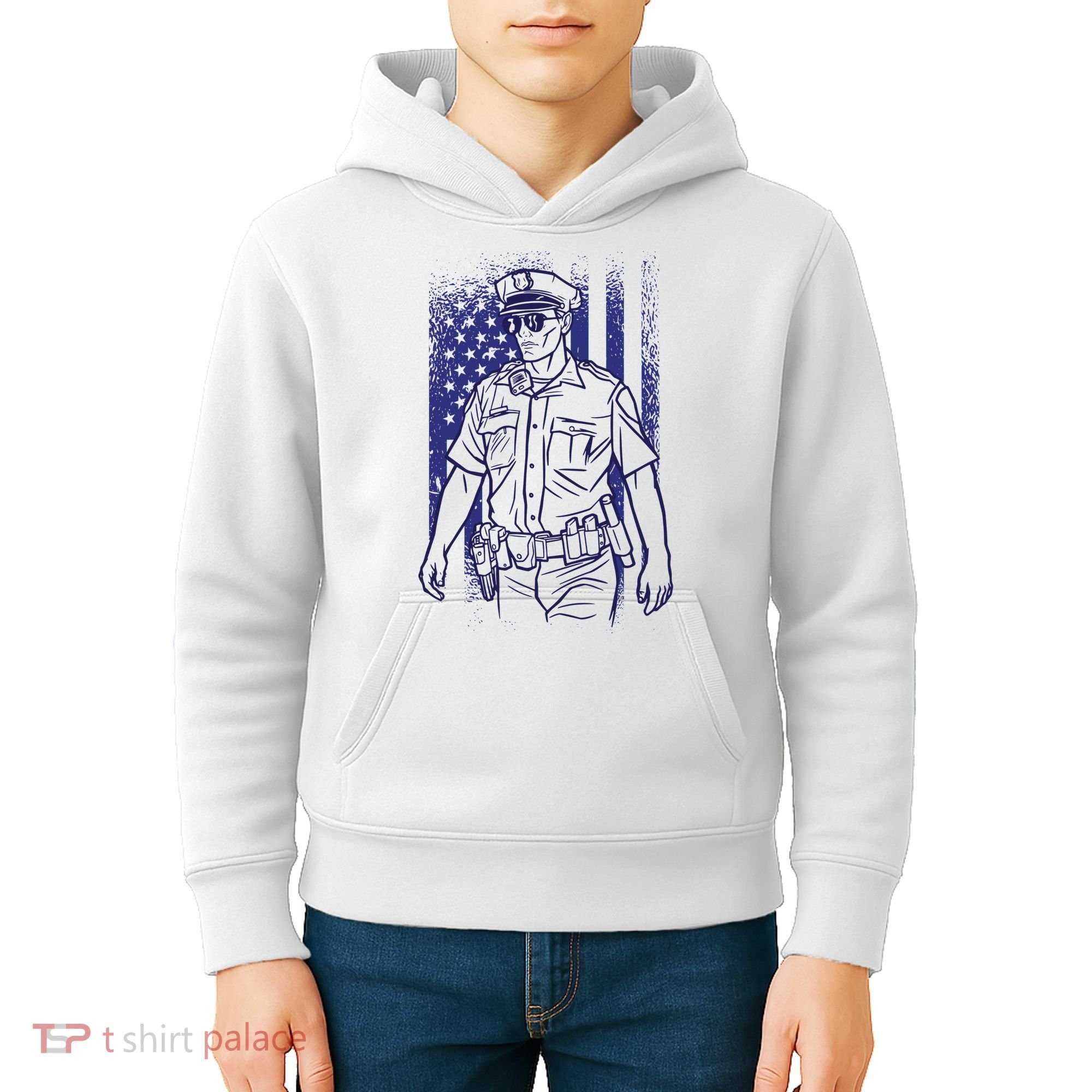 American Police Officer Kids Hoodie