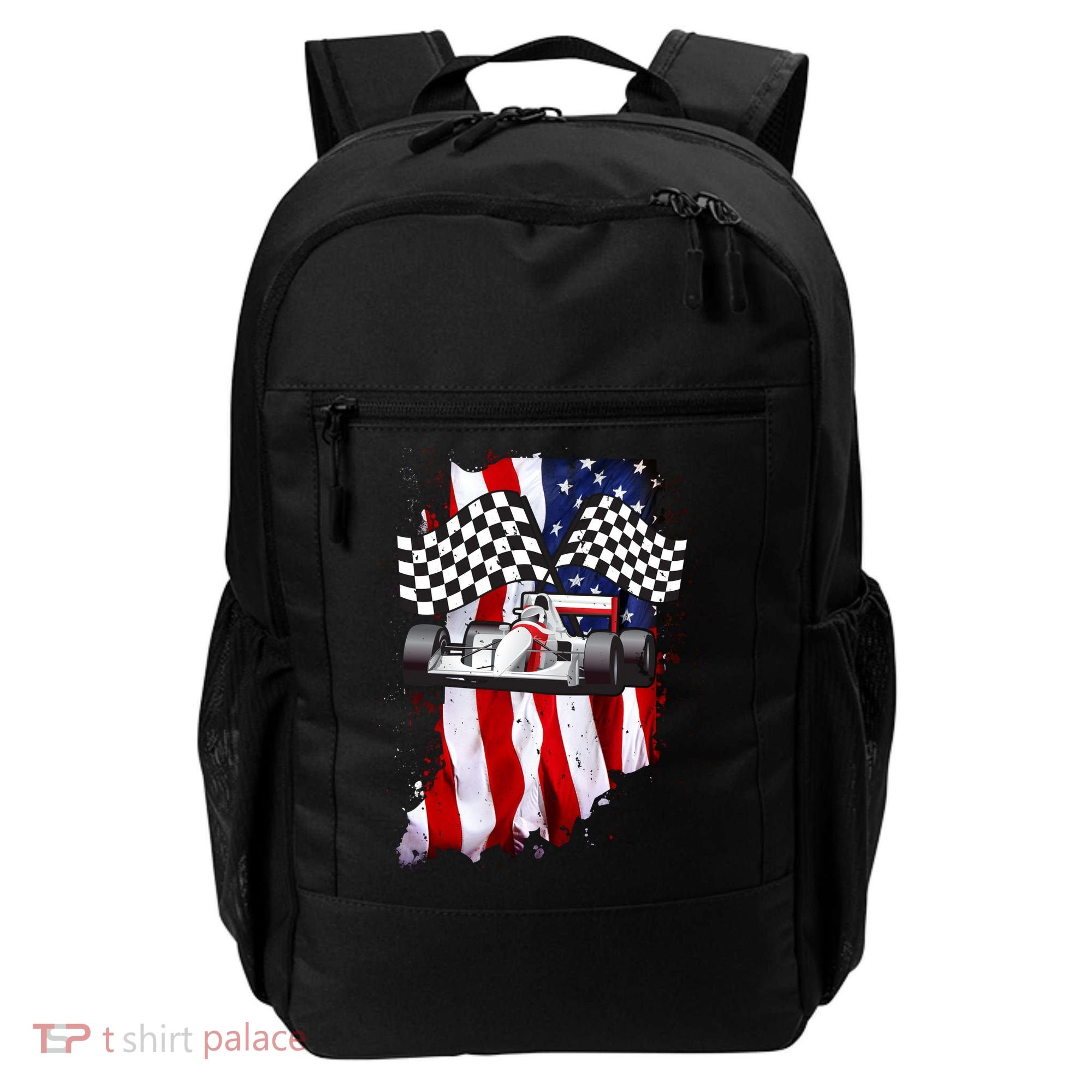 American Racing Car Flag Backpack