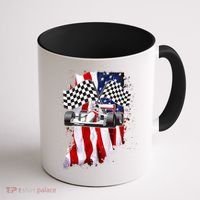 American Racing Car Flag Coffee Mug thumb 1