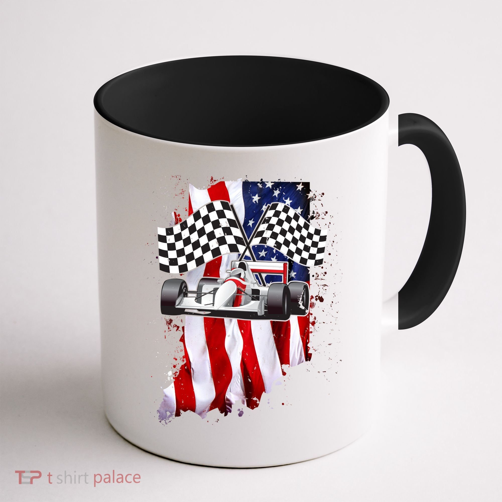 American Racing Car Flag Coffee Mug