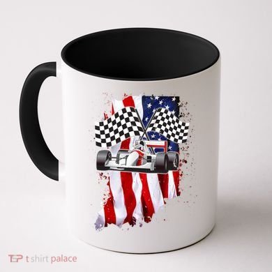 American Racing Car Flag Coffee Mug