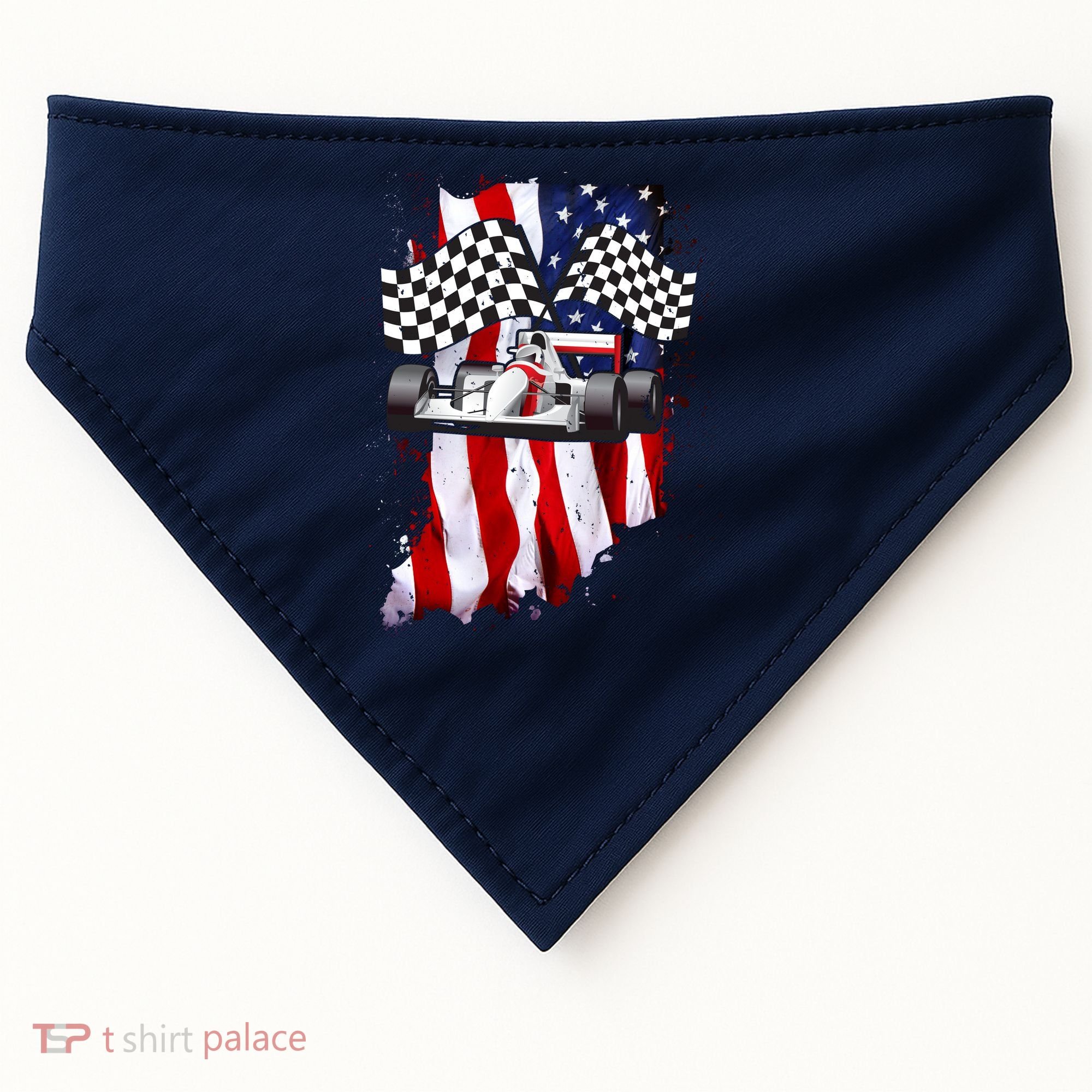 American Racing Car Flag USA-Made Doggie Bandana