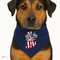 American Racing Car Flag USA-Made Doggie Bandana thumb 1