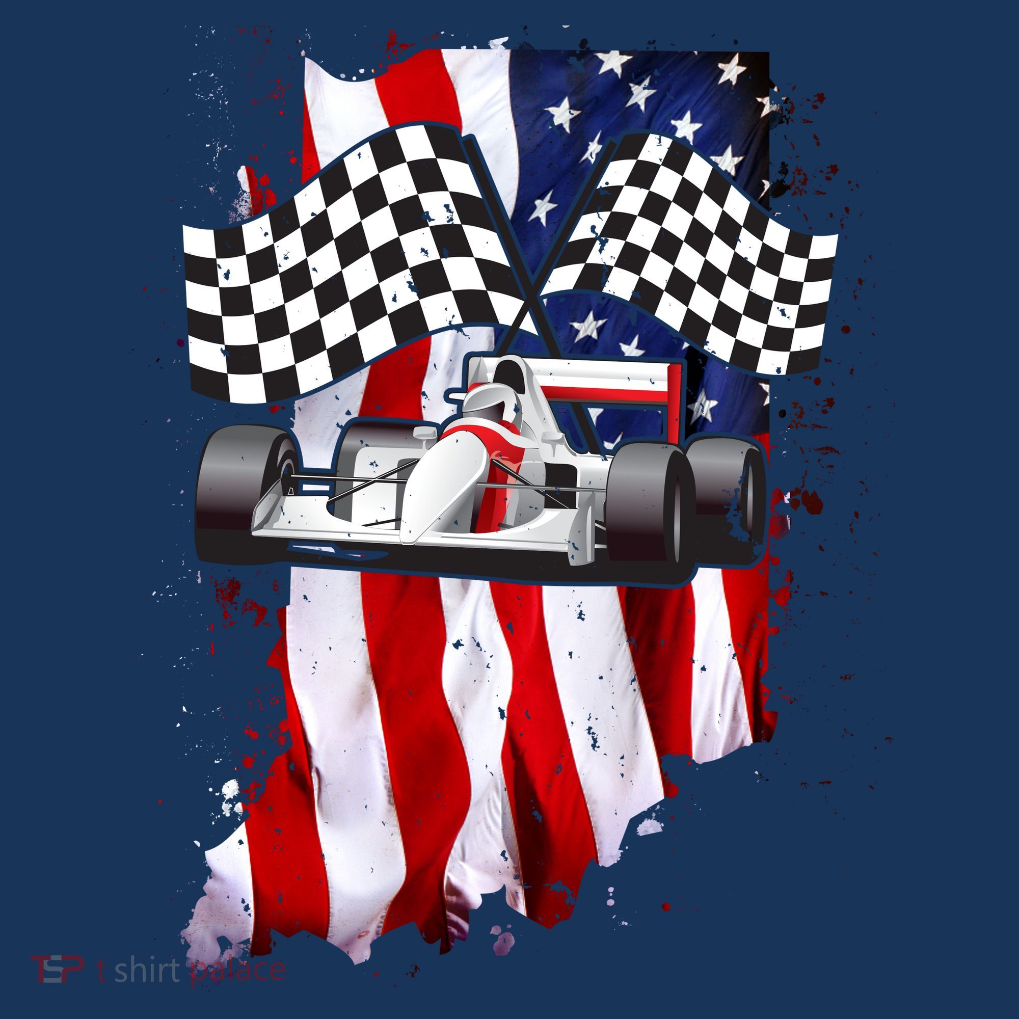 American Racing Car Flag USA-Made Doggie Bandana
