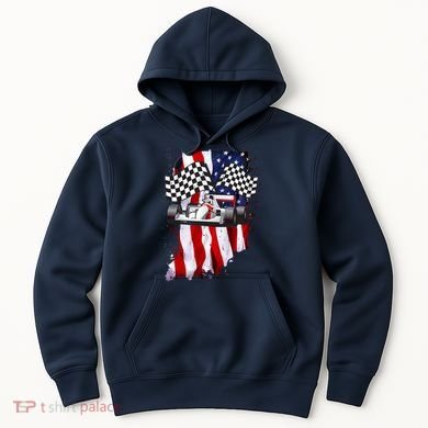 American Racing Car Flag Hoodie