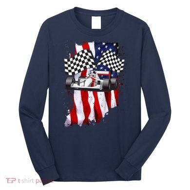 American Racing Car Flag Long Sleeve Shirt
