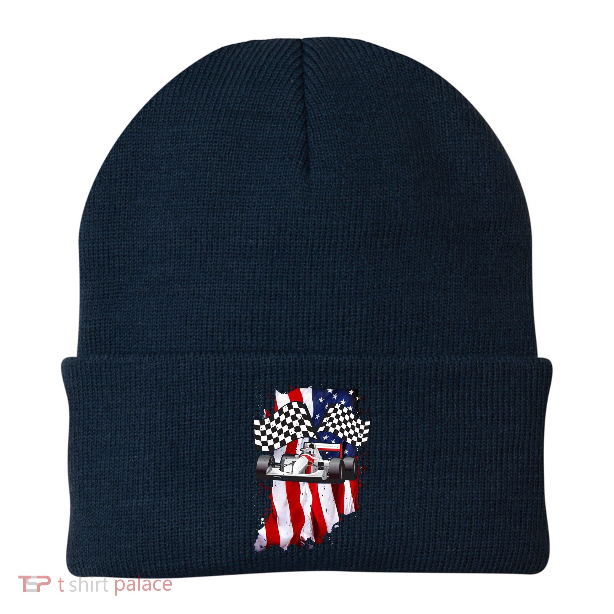 American Racing Car Flag Beanie