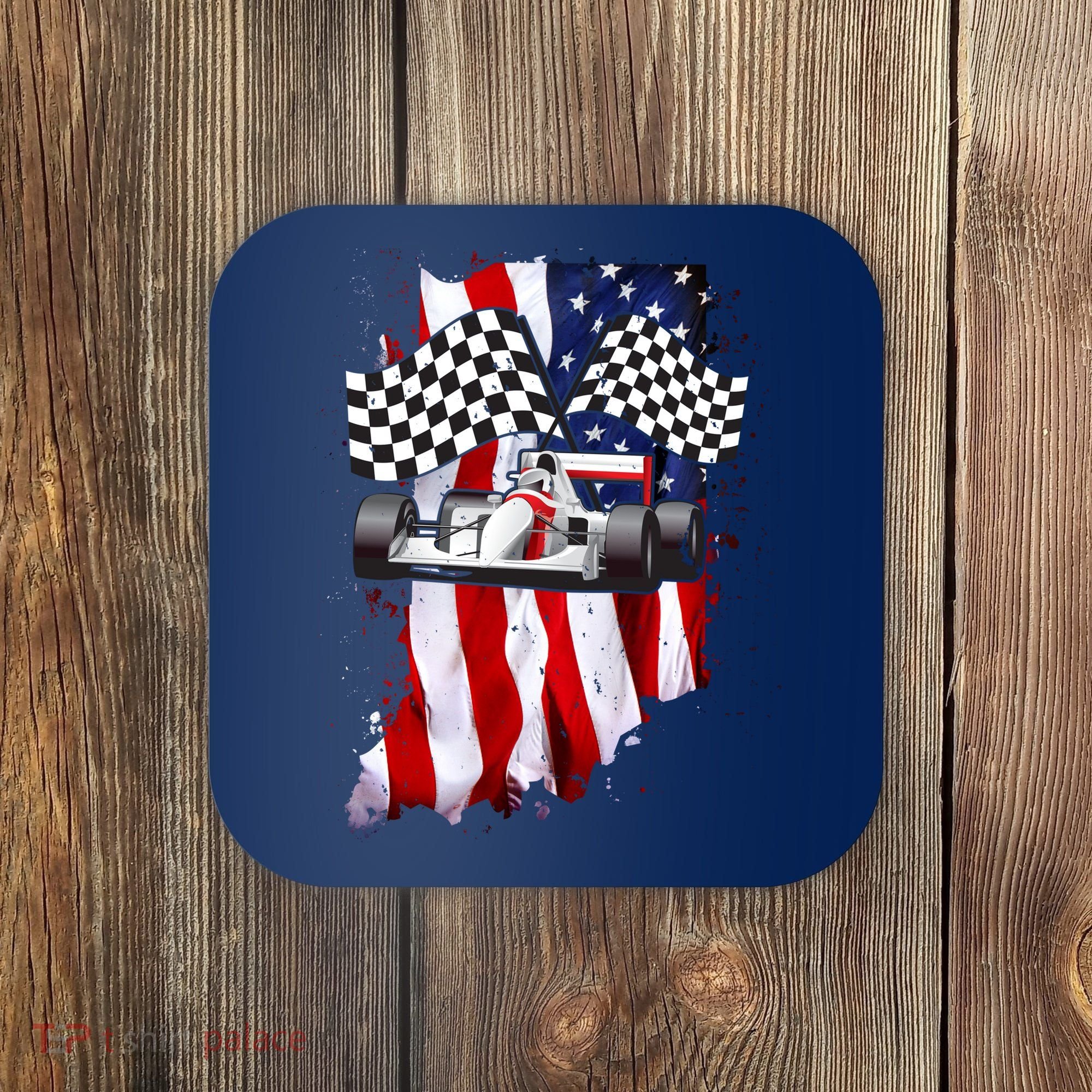 American Racing Car Flag Coaster