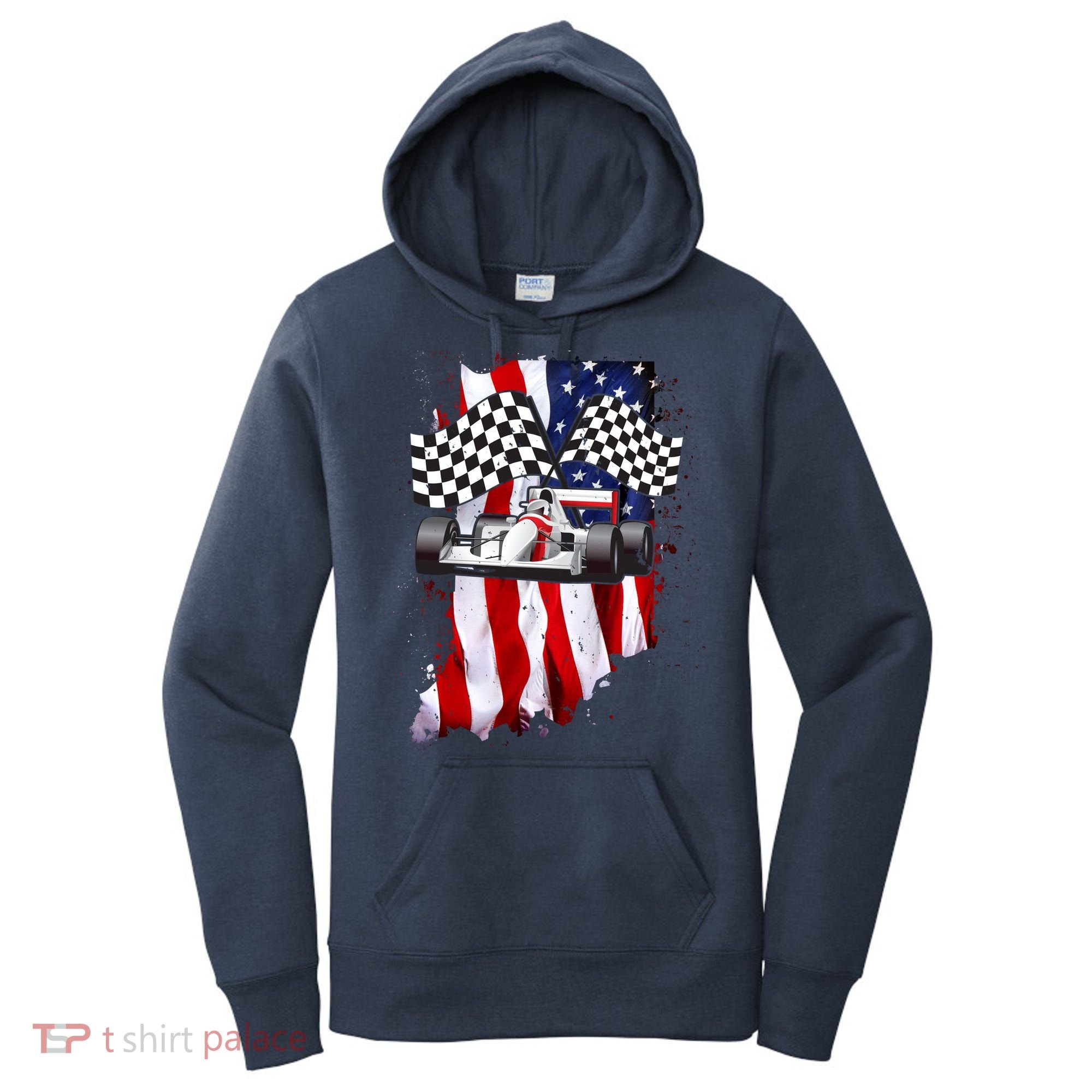 American Racing Car Flag Women's Hoodie
