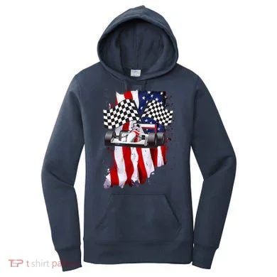 American Racing Car Flag Women's Hoodie