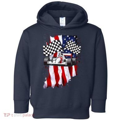 American Racing Car Flag Toddler Hoodie
