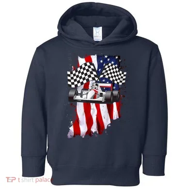 American Racing Car Flag Toddler Hoodie