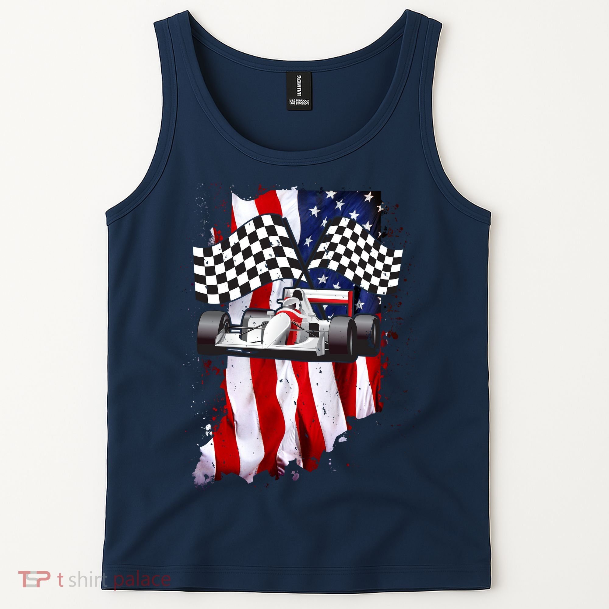 American Racing Car Flag Tank Top
