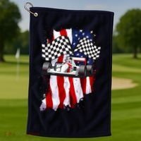 American Racing Car Flag Golf Towel thumb 1