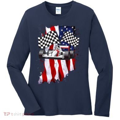 American Racing Car Flag Women's Long Sleeve Shirt