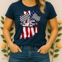 American Racing Car Flag Women's T-Shirt thumb 2