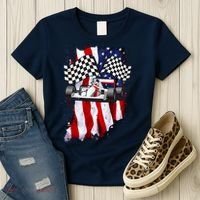 American Racing Car Flag Women's T-Shirt thumb 3