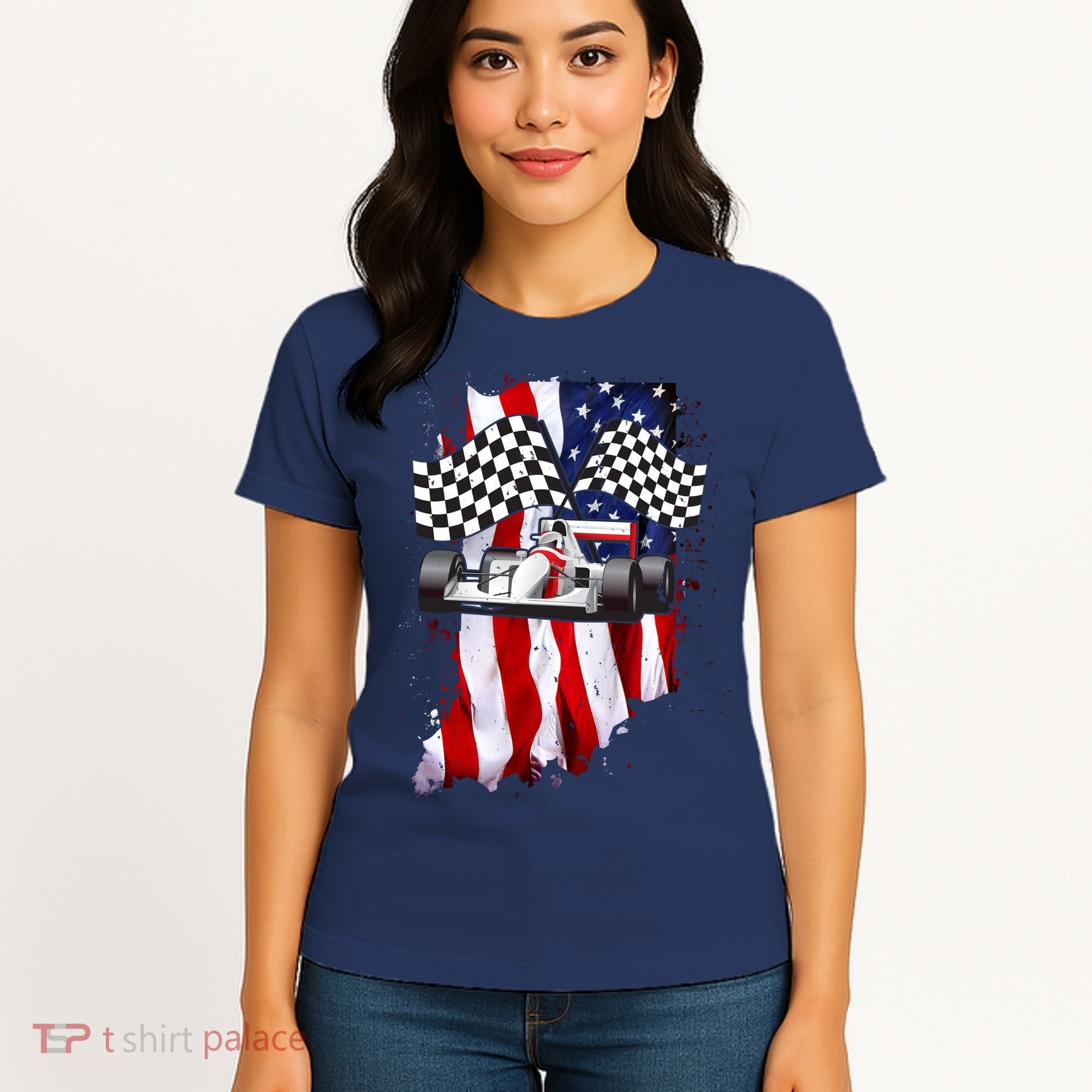 American Racing Car Flag Women's T-Shirt