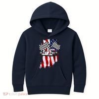 American Racing Car Flag Kids Hoodie thumb 0
