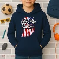 American Racing Car Flag Kids Hoodie thumb 2