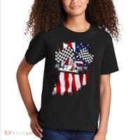 American Racing Car Flag Kids T-Shirt thumb 2