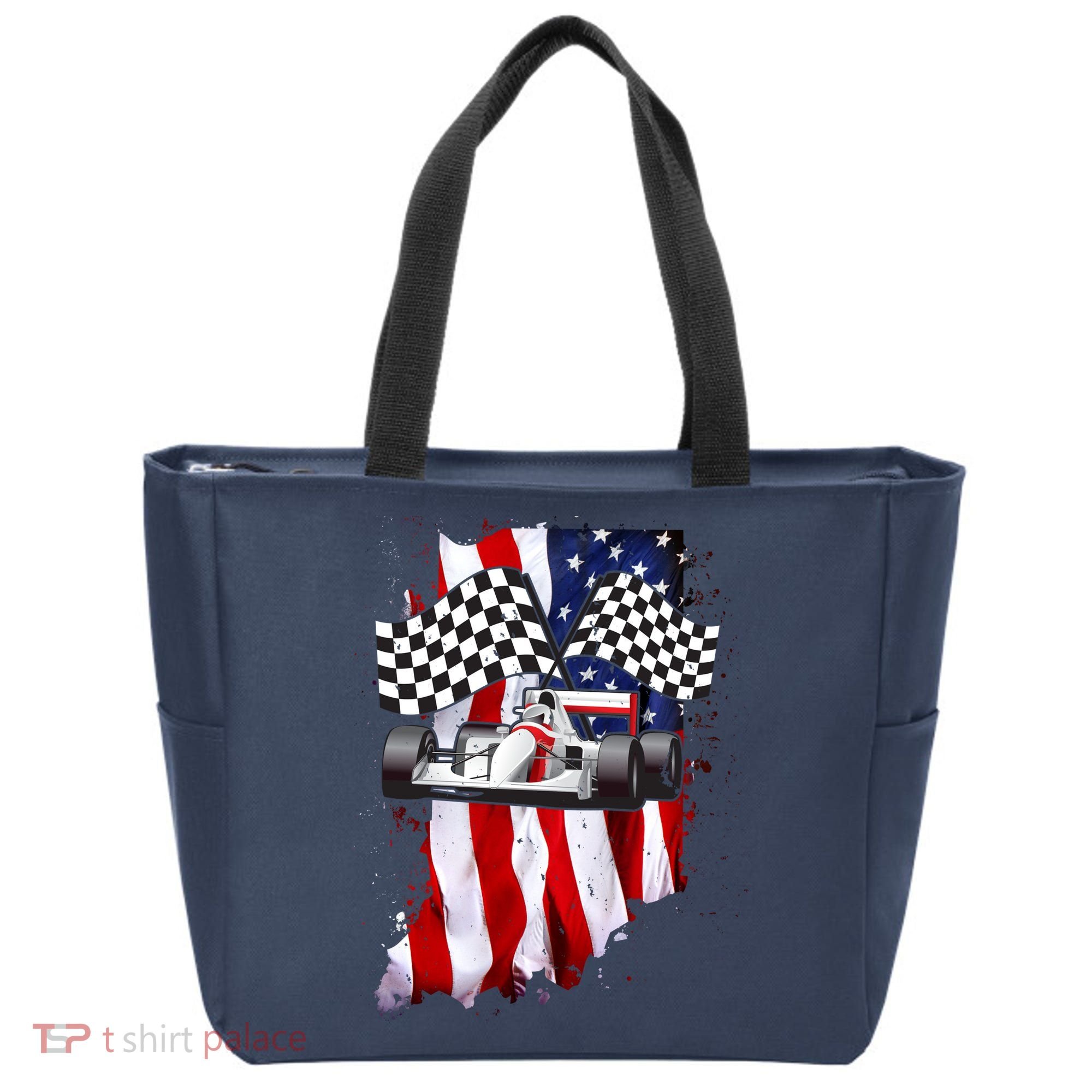 American Racing Car Flag Tote Bag