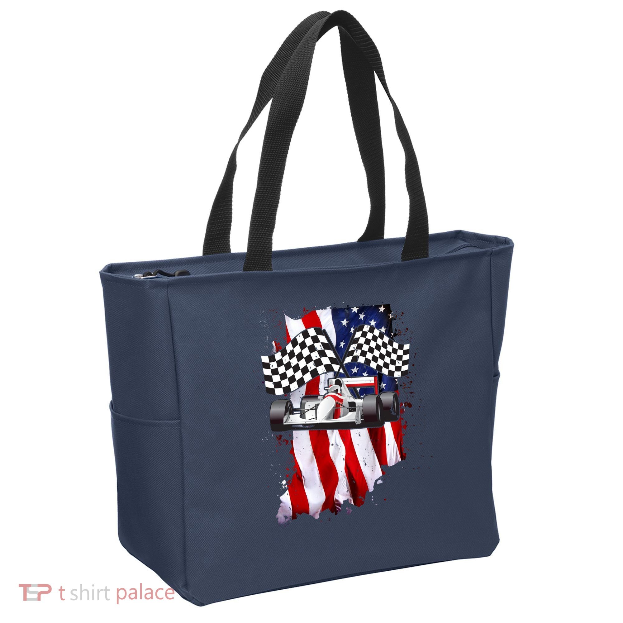 American Racing Car Flag Tote Bag