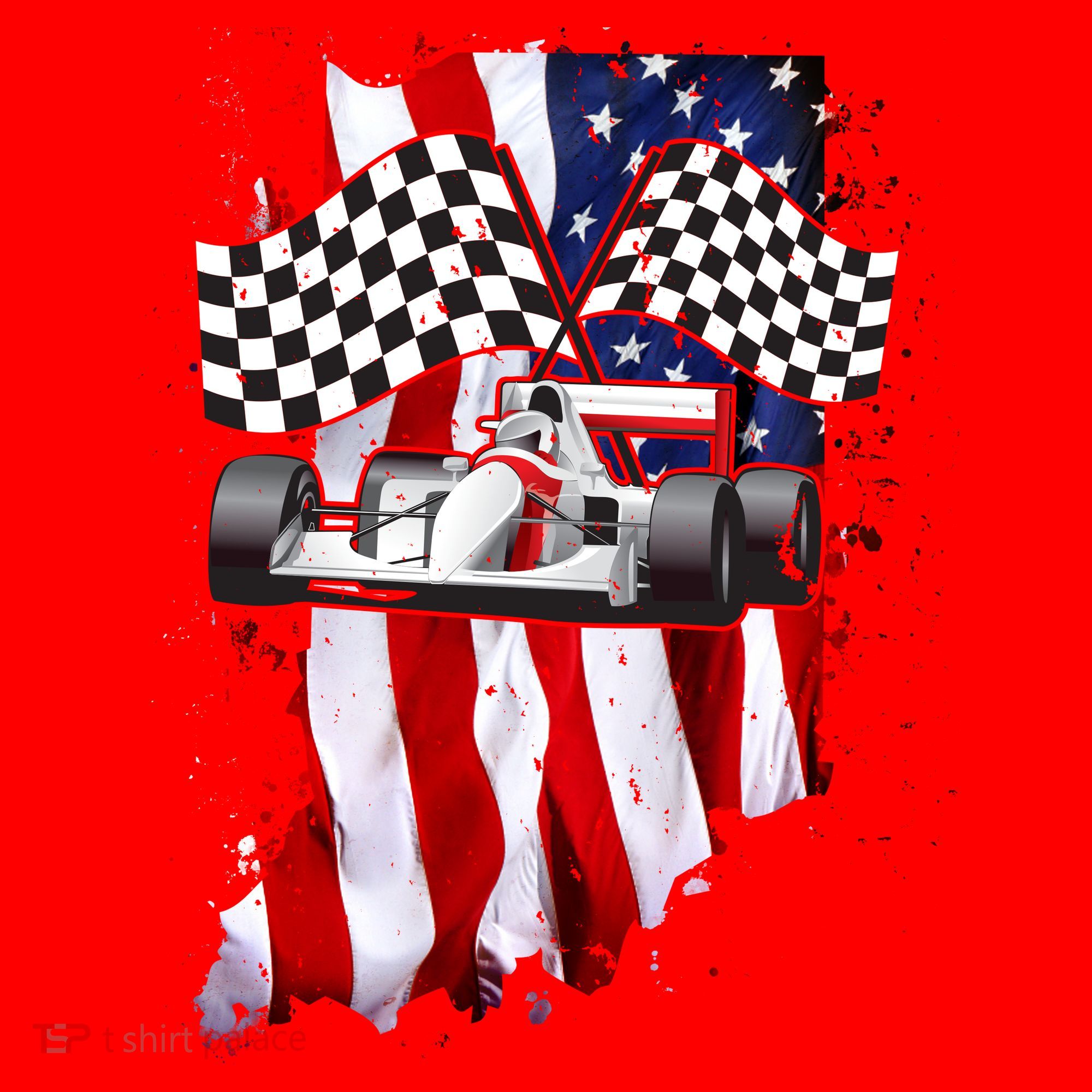 American Racing Car Flag Santa Hat