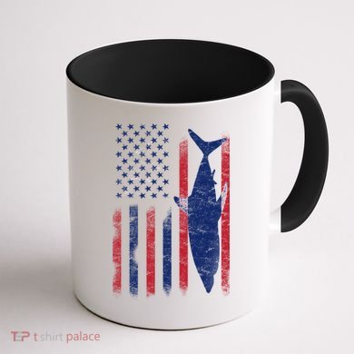 American Shark Flag Coffee Mug back