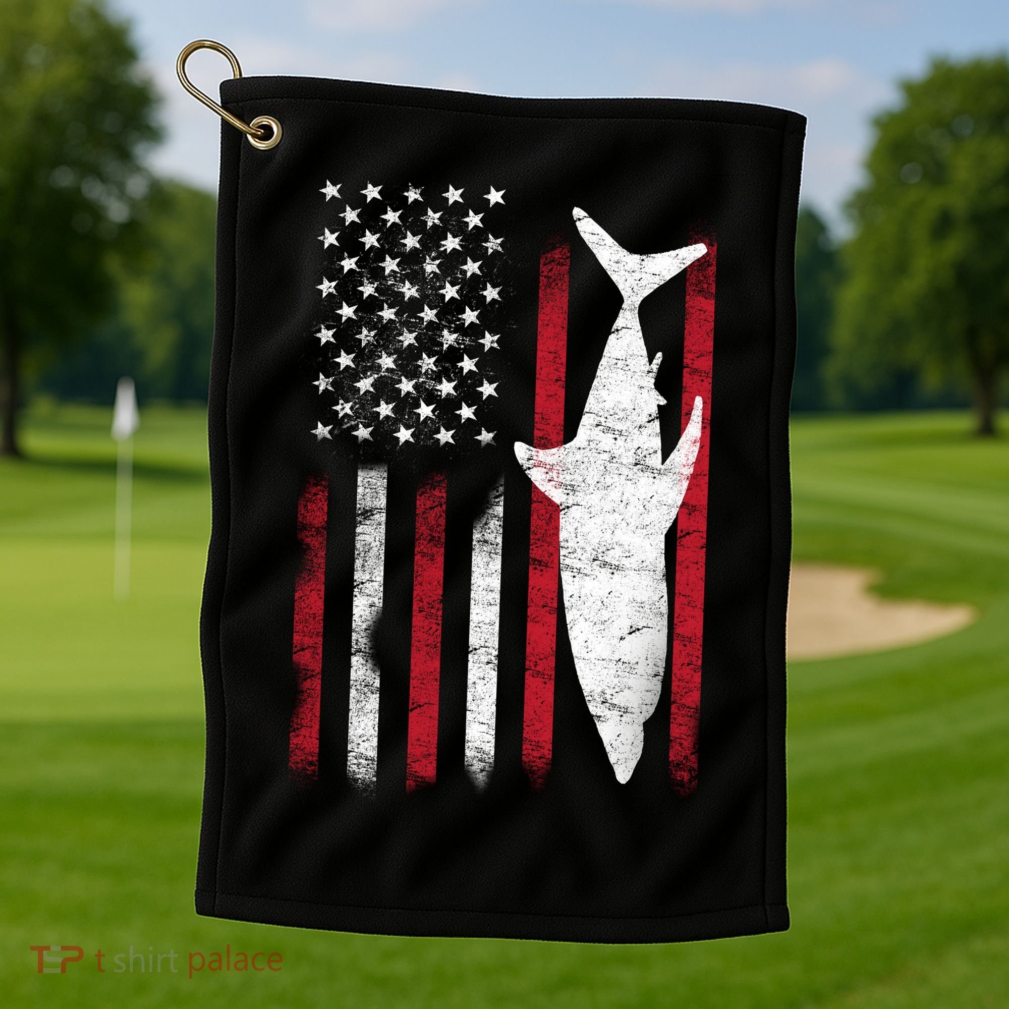 American Shark Flag Golf Towel